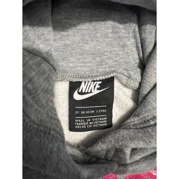 Nike Grey Hoodie With Pink Logo For Kids 2T (1-2 Years) Perfect Condition Soft & - Picture 2 of 6